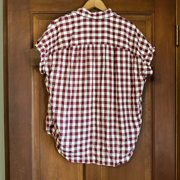 MADEWELL Central Shirt burgundy maroon Gingham Check Medium boxy blouse | XS, S - Picture 5 of 11